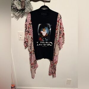Custom Lizzo Graphic T-Shirt with Floral Kimono